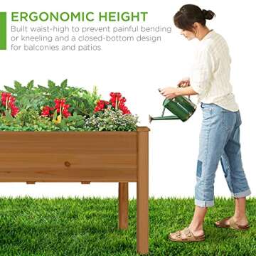 Best Choice Elevated 48x24 Garden Bed - Durable Wood Planter