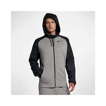 Nike Men's Dry Utility Core Hooded Jacket (Dk Grey Heather/Black, X-Large)