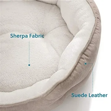 Bedsure Dog Beds for Small Dogs - Round Cat Beds for Indoor Cats, Washable Pet Bed for Puppy and Kitten with Slip-Resistant Bottom, 20 Inches, Camel