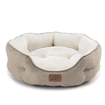 Bedsure Dog Beds for Small Dogs - Round Cat Beds for Indoor Cats, Washable Pet Bed for Puppy and Kitten with Slip-Resistant Bottom, 20 Inches, Camel