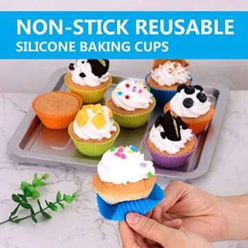 Silicone Cupcake Baking Cups - Reusable & Non-stick - 12 Pack