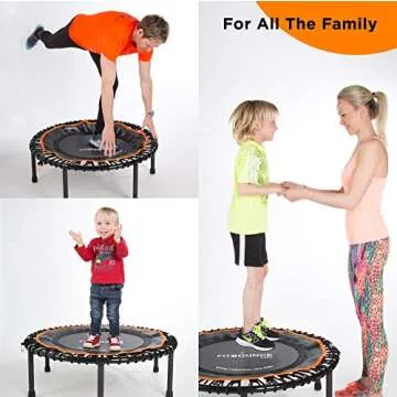 FIT Bounce PRO USA Bungee Rebounder | Assembled | Half Folding | Silent & Beautifully Designed Pro Indoor Mini Trampoline for Adults & Kids | DVD & Online Workouts,Storage Bag & Bounce Counter