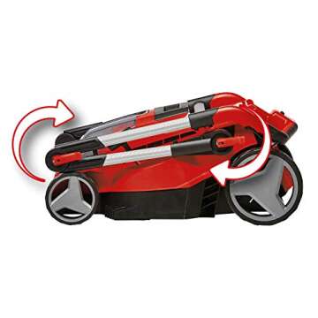 Einhell GE-CM 36-Volt Cordless 15-In Walk Behind Push Lawn Mower w/ 6-Position Height Adjustment, Adjustable Handle, 11.9 Gal Capactiy Collection Bag, Kit (w/2x 4.0-Ah Battery + Dualport Fast Charger)
