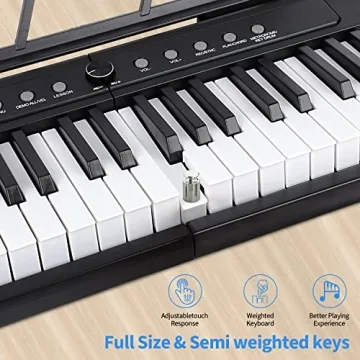 88 Key Digital Piano, Semi Weighted Electronic Keyboard Piano with Music Stand, Power Supply, Blueto...