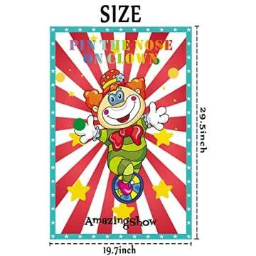 NATUOPPC Circus Party Game, Pin The Noses on The Clown, Large Poster with 24PCS Nose Stickers & 8PCS Glue Dots, Kid's Party Game
