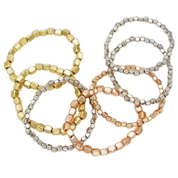 Chunky Tri Color Nugget Bracelet Set for Women - 7 Pieces