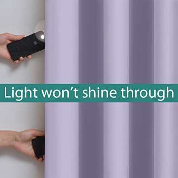 Yakamok 2 Thick Layers 100% Completely Blackout Window Curtains,Thermal Insulated Noise Reducing Drapes for Girl's Bedroom(52Wx84L, Lilac, 2 Panels)