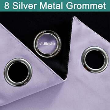 Yakamok 2 Thick Layers 100% Completely Blackout Window Curtains,Thermal Insulated Noise Reducing Drapes for Girl's Bedroom(52Wx84L, Lilac, 2 Panels)