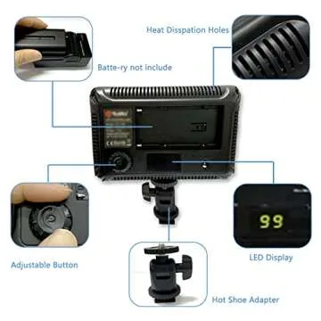 Digital SLR Camera Lighting - 176 Ultra Thin Dimmable Camera Photo/Studio Video LED Light Camcorder Lamp Panel with Color Filters for Nikon, Canon, Panasonic, Tripod, DSLR (NO Battery/NO AC Power)