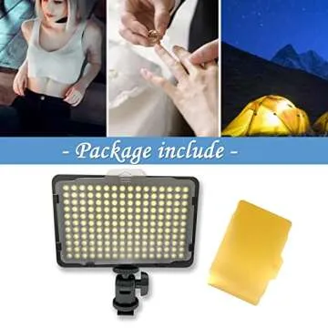 Digital SLR Camera Lighting - 176 Ultra Thin Dimmable Camera Photo/Studio Video LED Light Camcorder Lamp Panel with Color Filters for Nikon, Canon, Panasonic, Tripod, DSLR (NO Battery/NO AC Power)