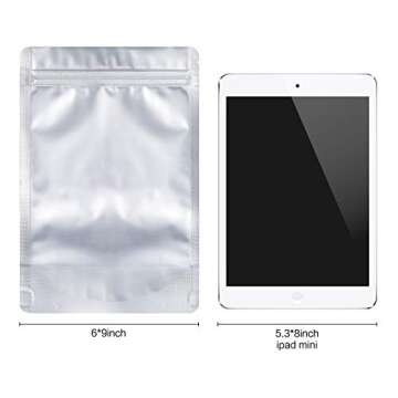 LZLPACKING 100 Pieces Smell Proof Mylar Bags- Resealable Packaging Pouch Bag with Clear Window for F...