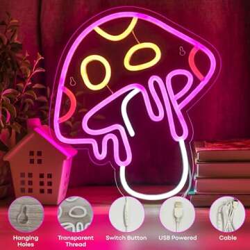 WOW-LAMPS Mushroom Neon Sign - Dimmable and Cute Design