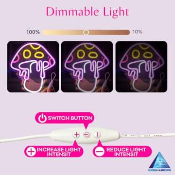WOW-LAMPS Mushroom Neon Sign - Dimmable and Cute Design