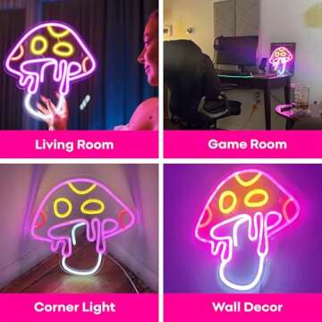 WOW-LAMPS Mushroom Neon Sign - Dimmable and Cute Design