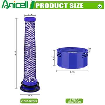 Anicell V8 Filter Replacement for Dyson V8 Animal V8 Absolute V8 Motorhead Origin SV10 V7 Animal V7 ...