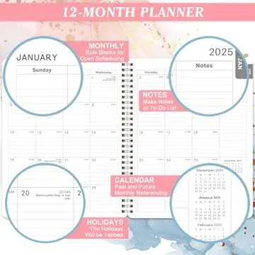 Planner 2025-2025 Planner Weekly and Monthly from Jan. 2025 to Dec.2025, 8" x 9.8", 2025 Planner with Flexible Cover, Large Daily Blocks