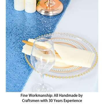 ShiDianYi Baby Blue Sequin Table Runner - 12''x72'' Decorative Dining Table Runner for Baby Shower