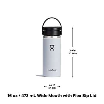 Hydro Flask 16 oz Wide Mouth Bottle with Flex Sip Lid White