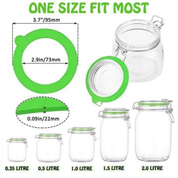 Stosts 12 Pack Silicone Replacement Gasket, Airtight Rubber Seals Rings for Mason Jar Lids, Leak-proof Canning Silicone Fitting Seals for Glass Clip Top Jars, Green