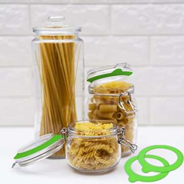 Stosts 12 Pack Silicone Replacement Gasket, Airtight Rubber Seals Rings for Mason Jar Lids, Leak-proof Canning Silicone Fitting Seals for Glass Clip Top Jars, Green