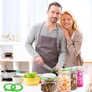 Stosts 12 Pack Silicone Replacement Gasket, Airtight Rubber Seals Rings for Mason Jar Lids, Leak-proof Canning Silicone Fitting Seals for Glass Clip Top Jars, Green