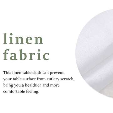 Simple&Opulence 100% Linen Tablecloth - (Pack of 1) - Premium Rectangle (Coloured Border) Reusable Washable Durable Daily Use for Dinner/Party/Picnic/Wedding - White+Linen, 60 x 120 inch