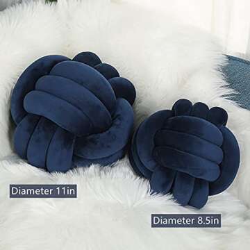 Knot Pillow Ball Round Cushion Pillows, Children Room Decoration Plush Toys Calming Stress Relief Toy (Dark Blue,8.5in/22cm)