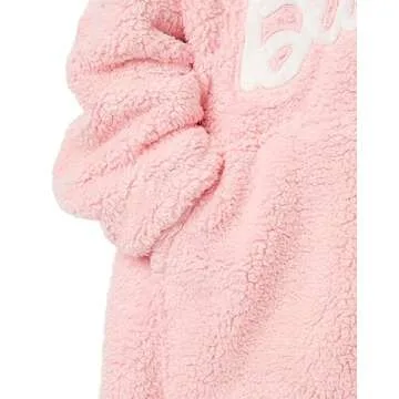 Barbie Womens Wearable Hooded Blanket | Ladies Embroidered Classic Logo Fleece Hoodie in Pink | Cozy Doll Fashion Pullover