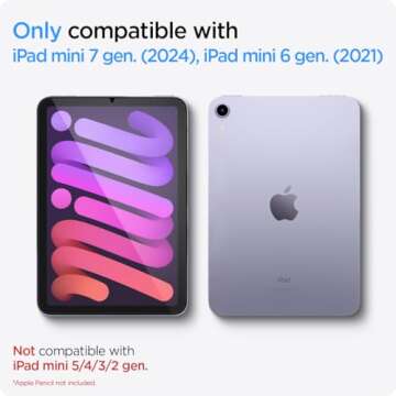Spigen Tempered Glass Screen Protector [GlasTR EZ Fit] Designed for iPad Mini (2024 7th Generation A17 Pro / 2021 6th Generation) [Case-Friendly]