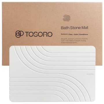 TOSORO Stone Bath Mat - Elegant & Modern Quick Drying Non-Slip Diatomaceous Earth Shower Mat