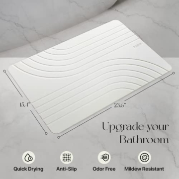 Tosoro Stone Bath Mat - Quick Drying Diatomaceous Earth Mat 23.5 x 15
