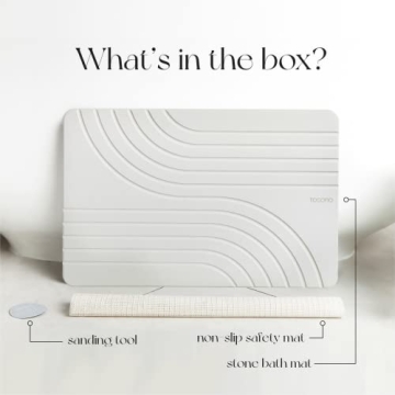 Tosoro Stone Bath Mat - Quick Drying Diatomaceous Earth Mat 23.5 x 15