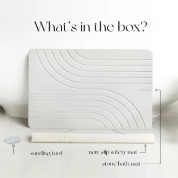 Tosoro Stone Bath Mat - Quick Drying Diatomaceous Earth Mat 23.5 x 15