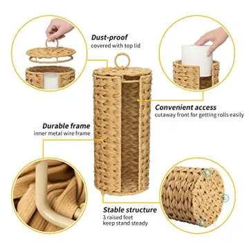 GRANNY SAYS Toilet Paper Storage Stand, Toilet Paper Holder Stand with Storage, Bathroom Tissue Holder, Freestanding Toilet Roll Holder Stand, Waterproof Toilet Paper Organizer for Bathroom