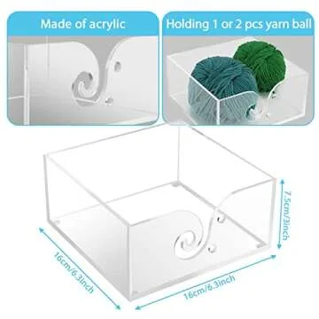 Transparent Acrylic Yarn Bowl Holder, Knitting Kit Wool Storage Cube with Holes Crochet Accessories ...