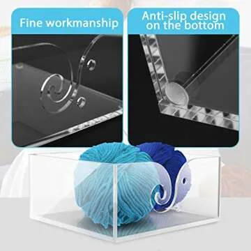 Transparent Acrylic Yarn Bowl Holder, Knitting Kit Wool Storage Cube with Holes Crochet Accessories Organizer Dispenser Preventing Slipping and Tangles