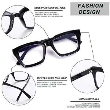 Rmerom Blue Light Glasses for Women Men Fashion Black Glasses Classic Square Eyewear Thick Non Presc...