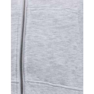 Hooever Womens Cute Workout Cropped Zip Up Drawstring Hoodie Sweatshirt Jacket (Grey, S)