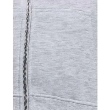 Hooever Womens Cute Workout Cropped Zip Up Drawstring Hoodie Sweatshirt Jacket (Grey, S)