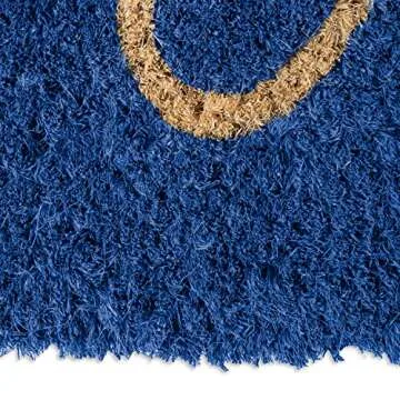 DII Hello Coir Fiber Doormat Non-Slip Durable Outdoor/Indoor, Pet Friendly, 18x30, Blue