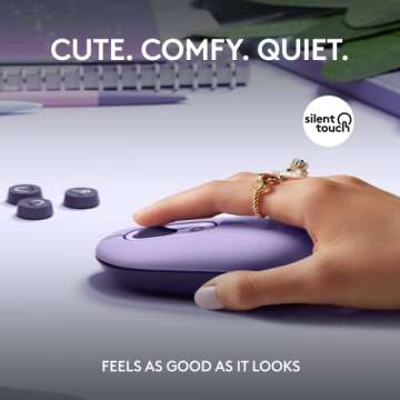 Logitech POP Mouse, Wireless Mouse with Customizable Emojis, SilentTouch Technology, Precision/Speed Scroll, Compact Design, Bluetooth, Multi-Device, OS Compatible - Cosmos