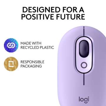 Logitech POP Mouse, Wireless Mouse with Customizable Emojis, SilentTouch Technology, Precision/Speed Scroll, Compact Design, Bluetooth, Multi-Device, OS Compatible - Cosmos