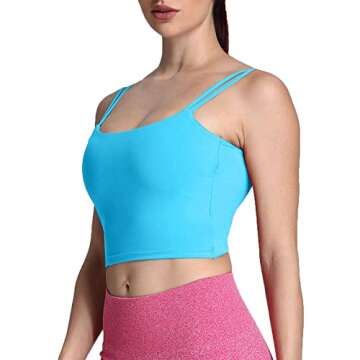 Aoxjox Women's Workout Sports Bras Fitness Padded Backless Yoga Crop Tank Top Twist Back Cami (Aquarius Blue, Medium)