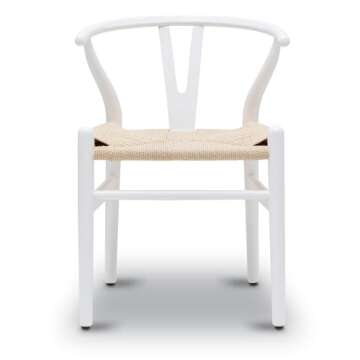 POLY & BARK Weave Dining Chair, Single, White