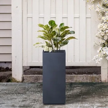 Kante 20.3" Tall Rectangular Concrete Planter for Home