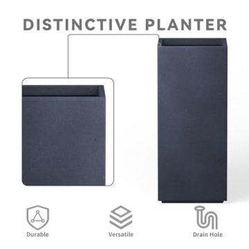 Kante 20.3" Tall Rectangular Concrete Planter for Home