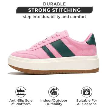 Project Cloud Sneakers for Women - Lace Up Women's Fashion Sneakers Memory Foam Insole Womens Sneakers Non Slip Women Footwear Lightweight Platform Shoes Girls' Fashion (Nita, Pink, 10)