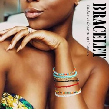 VFlowee Colorful Boho Anklets for Women - 7pcs Set