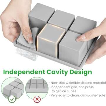 Extra-Large Silicone Ice Cube Molds for Whiskey Cocktails