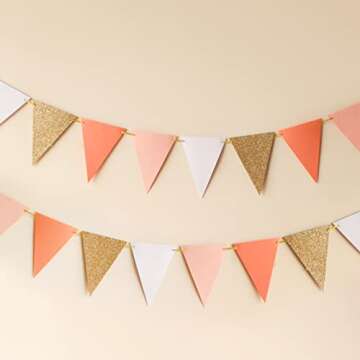 Rose Gold Triangle Garland for Weddings and Showers